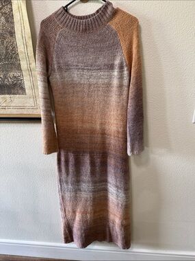 l*space Ombre Knit Midi Dress in Rust Brown and Taupe